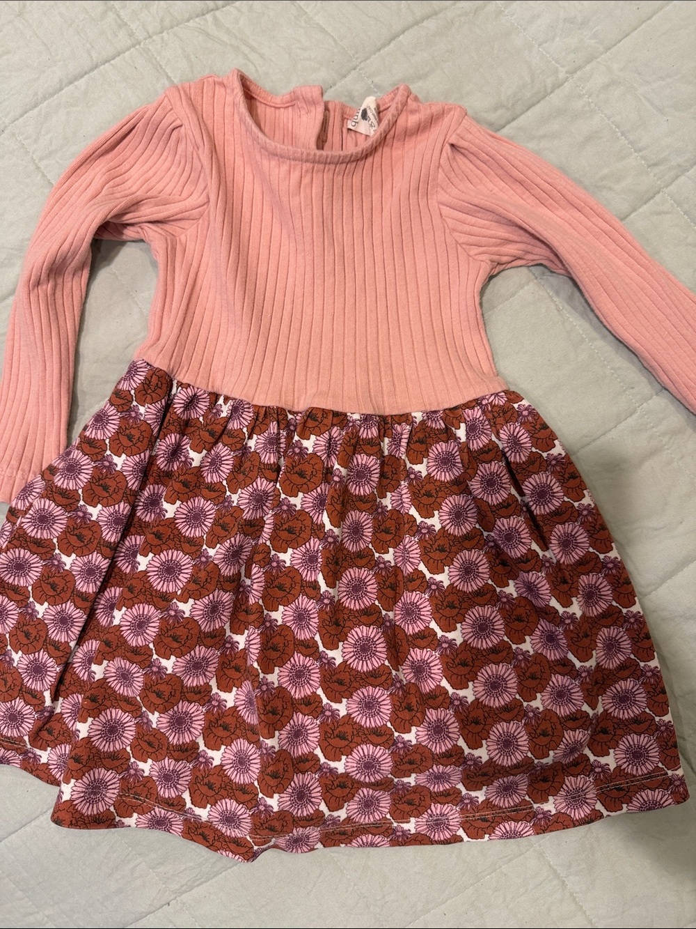 kate quinn Pink Ribbed Top with Pink and Rust Floral Skirt